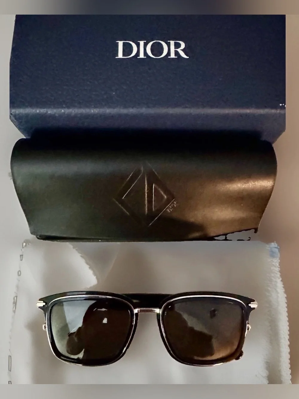 NEW Dior DiorBlackSuit S18U 13A0 Men's Black Rectangle Sunglasses Gray 53-20-145
